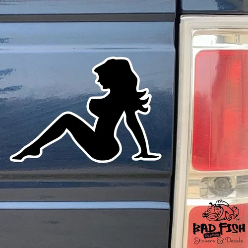 Vista 6 de Paquete de 2 calcomanías sexy para automóvil de niña, divertidas y bonitas, vinilo permanente brillante de alta calidad, impermeable (negro, 1)
