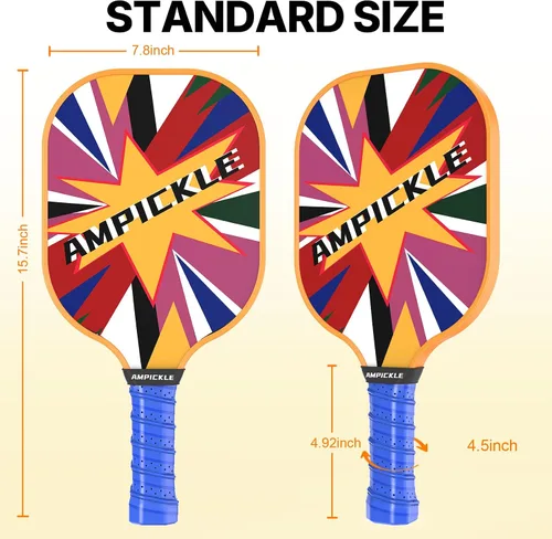 Vista 5 de Paleta de Pickleball, Juego de Paletas de Pickleball de Fibra de Vidrio, Raquetas de Pickleball de Superficie Esmerilada, Estándares USAPA, Paleta