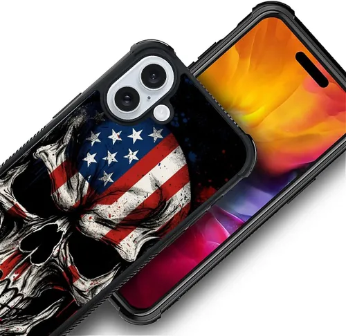 Vista 156 de Funda compatible con iPhone 8, a prueba de golpes, antiarañazos, bandera de ciervos de cola blanca de grano de madera estadounidense
