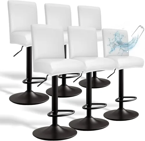 Vista 33 de Fundas de Cuero PU para Taburete de Bar con Respaldos, Paquete de 2 Fundas Elásticas Impermeables para Sillas de Taburete de Bar, Fundas Lavables