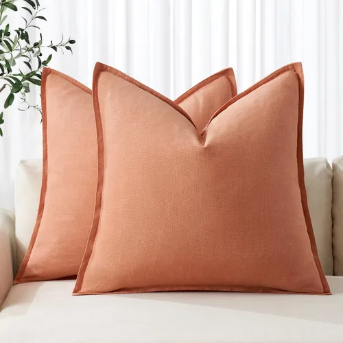Vista 14 de MIULEE - Juego de 2 fundas de almohada decorativas de lino, estilo bohemio, rústico, neutral, para sofá, cama, 16 x 16 pulgadas, color marrón