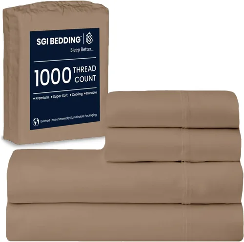 Vista 10 de SGI Bedding - Juego de sábanas de lujo de 4 piezas de algodón egipcio para RV tamaño King - 1000 hilos, sábanas 100% algodón, juego de sábanas