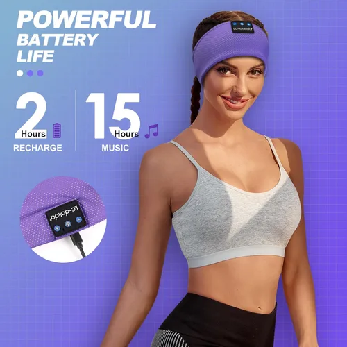 Vista 6 de LC-dolida Auriculares para dormir Bluetooth 5.4, con diadema inalámbrica, máscara de sueño para dormir, deportes, regalos, entrenamiento, correr