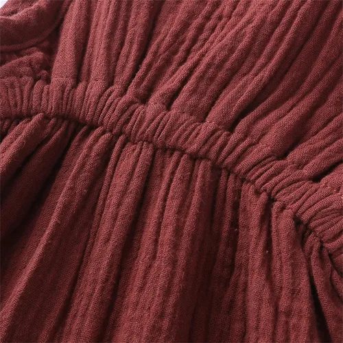 Vista 6 de Mameluco de lino de algodón para bebé niña con lazo de encaje 1 pieza ropa para niña morado 18-24 meses