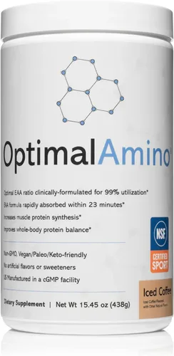 Vista 9 de OptimalAmino® Mejor Bebida de Recuperación Pre/Post Entrenamiento, Suplemento de Aminoácidos Esenciales con 99% de Utilización, Certificado NSF