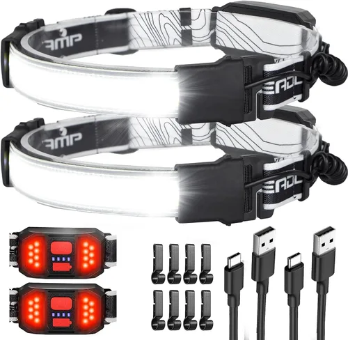 Vista 14 de Linterna de cabeza LED Spriak recargable, faro de 1000 lúmenes con haz amplio de 230°, linterna de cabeza recargable por USB con luz trasera roja