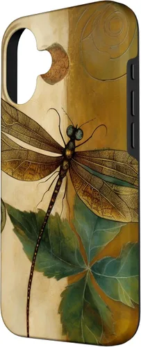 Vista 2 de Funda para iPhone 16 con diseño floral de libélula bohemia