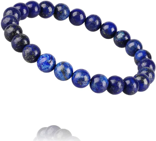 Vista 6 de Pulsera de lapislázuli hecha a mano, pulseras de piedras preciosas de cristal de chakra de la amistad, pulsera de protección con cuentas