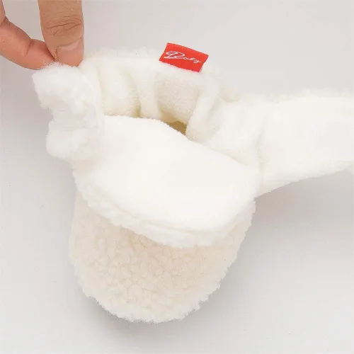 Vista 5 de Bellocasa Botines de forro polar para bebés, niños y niñas, pantuflas antideslizantes con agarre suave, zapatos de calcetín para recién nacidos