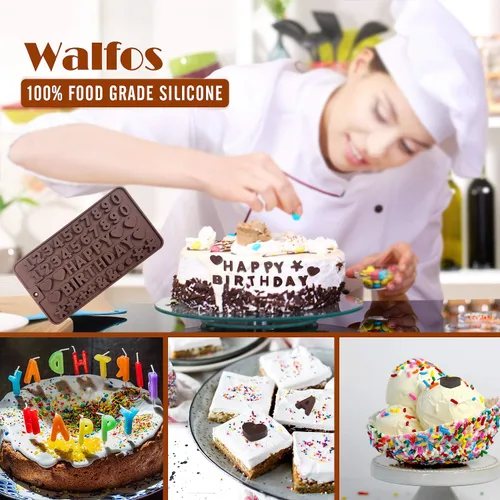 Vista 2 de Walfos Molde de silicona para letras y números de chocolate, molde antiadherente para chocolate, hecho de silicona de grado alimenticio, sin BPA, 2