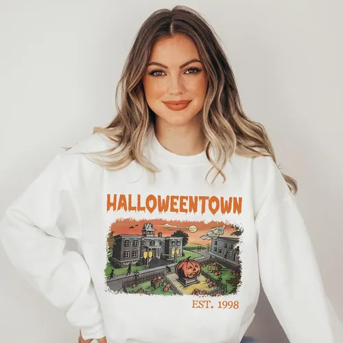 Vista 2 de boony Sudadera de Halloween Town Est 1998 Unisex Vintage Halloween Graphic Cuello redondo