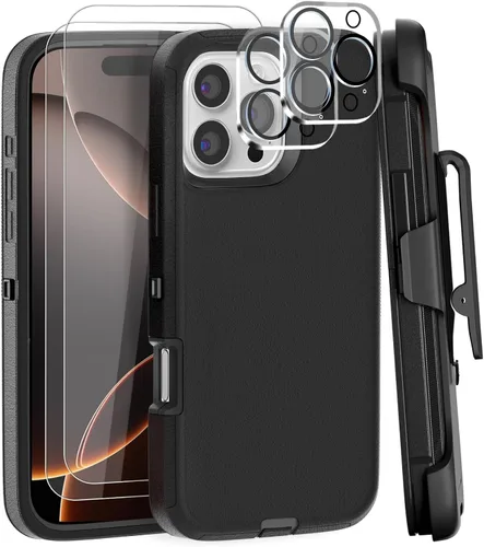 Vista 22 de Funda para iPhone 13 Funda 6.1" con Soporte Plegable y Clip para Cinturón con 2 Protectores de Pantalla + 2 Protectores de Lente de Cámara, Cubierta