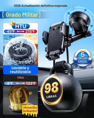 Vista 3 de HTU 【98 + libras de succión más fuerte y grado militar】 Soporte de teléfono para automóvil 【Patente y certezas de seguridad】 Soporte para teléfono