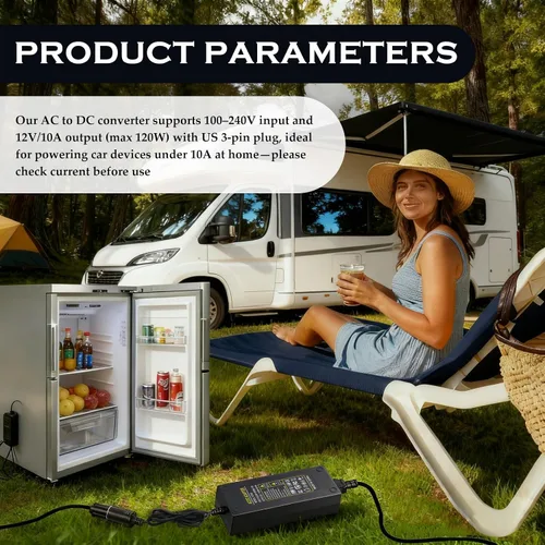 Vista 5 de Convertidor de 3 pines de 110V a 12V, convertidor de 120W 10A CA a CC, adaptador de encendedor de cigarrillos a enchufe de pared, adaptador de CA CC