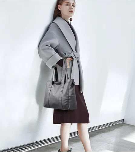 Vista 2 de FSD.WG Bolsos grandes de cuero para mujer, con asa superior, bolsa de hombro