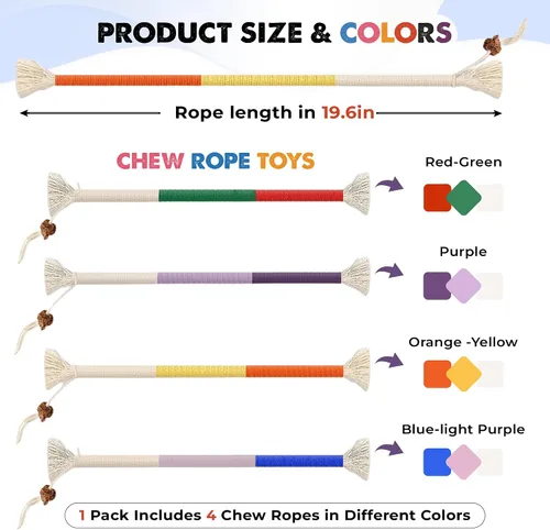 Vista 7 de Jozy Cuerda masticable para gatos, 4 piezas de juguete masticable para gatos con hierba gatera natural recargable, juguetes interactivos