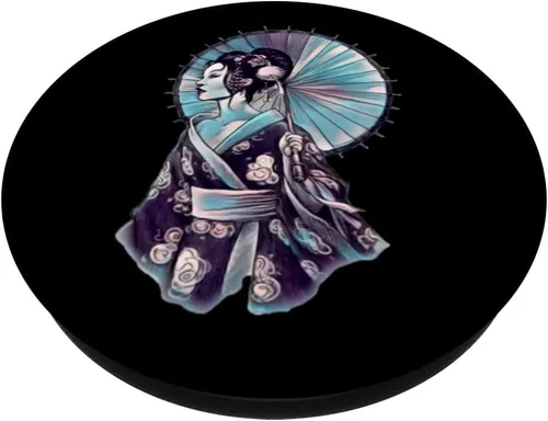 Vista 2 de JAPONESE GEISHA PARASOL Pretty Tattoo Art Samurai Camiseta PopSockets intercambiable PopGrip