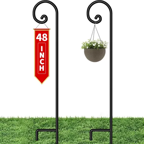 Vista 9 de BEAU JARDIN Paquete de 4 ganchos de pastor de 37 pulgadas de grosor, de alta calidad, resistentes a la corrosión, para jardín, para colgar