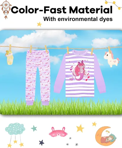 Vista 7 de KOBERO Pijamas de Navidad para niños y niñas de 18 meses-12 años, ropa de dormir 100% algodón