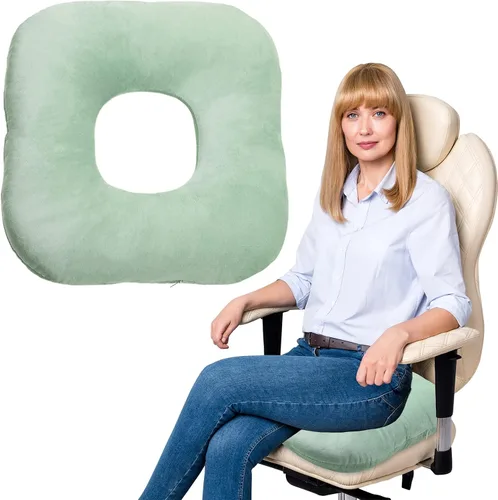 Vista 16 de Cojín de asiento con forma de dona rellena para dolor de coxis y coccix, hemorroides, úlceras de cama, embarazo, próstata, recuperación
