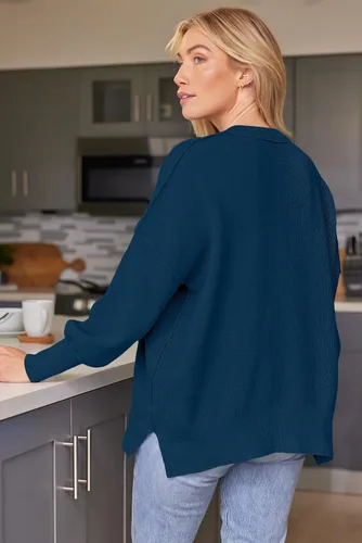 Vista 150 de Lillusory - Suéter extragrande con mangas de murciélago y cuello redondo para mujer, prenda moderna de otoño de tejido de punto sin botones