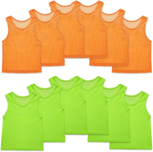 Vista 12 de Sintege 24 piezas de malla de nailon Scrimmage Team Practice Chalecos Pinnies Jerseys para niños Jóvenes Deportes Baloncesto Fútbol Fútbol