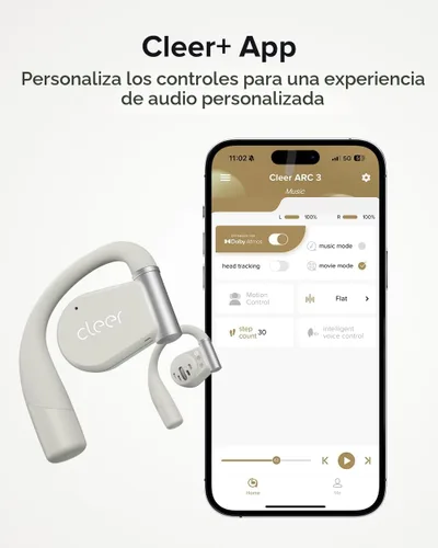 Vista 7 de Cleer ARC 3 Auriculares abiertos con Dolby Atmos y batería de 50 horas Gris claro