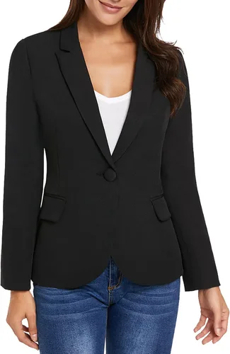 Vista 7 de luvamia Chaqueta formal de manga larga con solapa y botones para mujer