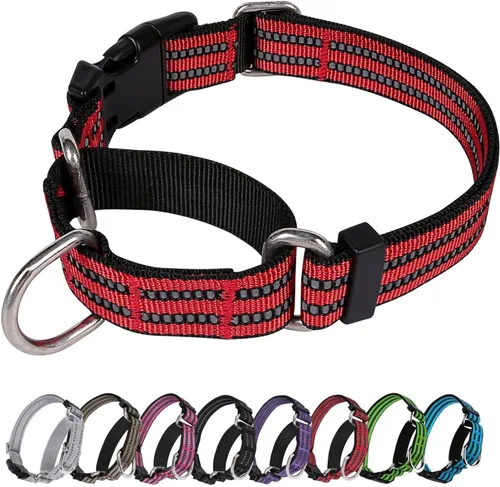 Vista 27 de Martingale - Collar reflectante de nailon ajustable con hebilla de liberación rápida, collares de entrenamiento para perros pequeños, medianos