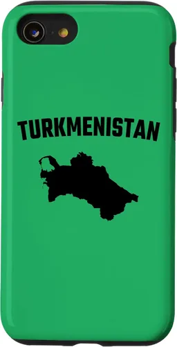 Vista 13 de iPhone 15 Isolated black silhouette of a map of Turkmenistan Case