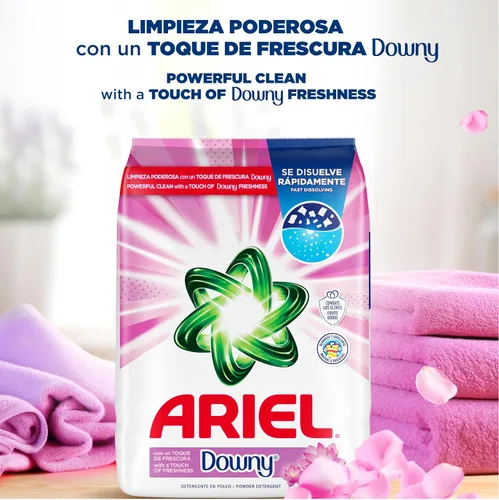 Vista 2 de Ariel con un toque de frescura suave, detergente en polvo, 9.5 lbs, 96 cargas