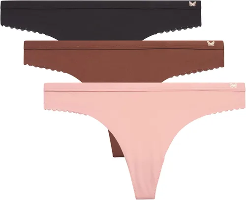 Vista 26 de Jessica Simpson Ropa interior para mujer – Paquete de 3 bragas de microfibra elástica duradera sexy – Tangas de encaje suave para mujer