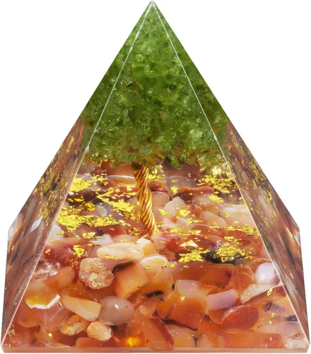 Vista 9 de Rockcloud Árbol de la Vida Pirámide de Orgón Amatista Cristal Generador de Energía Blanacing Chakra para Yoga Reiki Meditaion