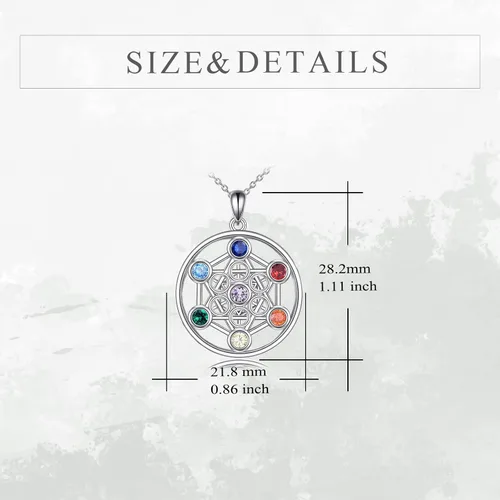 Vista 4 de YFN Collar de plata de ley con 7 chakras, colgante de piedras preciosas espirituales, joyería de yoga para mujeres y hombres