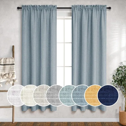 Vista 89 de Mrs.Naturall - Cortinas transparentes con bolsillo para barra de 36x63 pulgadas de lino mezclado negro