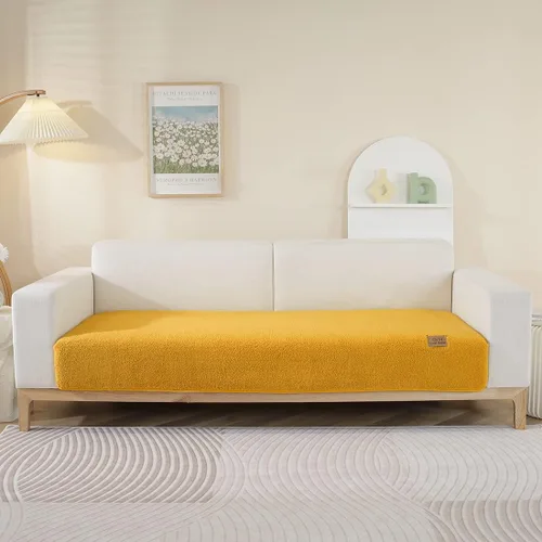 Vista 9 de Fundas de sofá de vellón sherpa suave y esponjoso, funda de sofá seccional de felpa cálida, funda antideslizante para sofá, protector de muebles