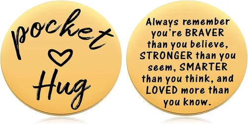 Vista 9 de MIXJOY Moneda de ficha de abrazo de bolsillo - You Are Braver Than You Believe Thinking of You Love Tarjeta de regalo, 2 caras, 1.5 pulgadas