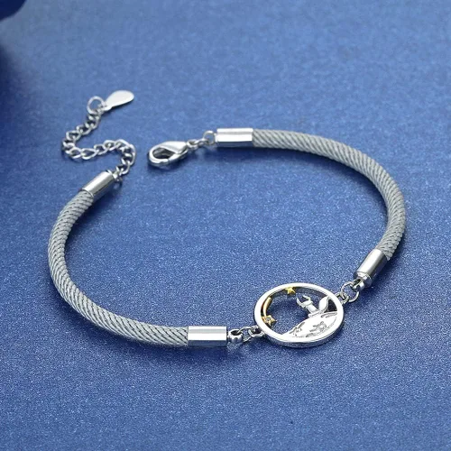 Vista 5 de Ezindraw Pulseras a juego con iniciales para parejas, pulseras de promesa del príncipe y zorro, regalo de relación a larga distancia para mujeres