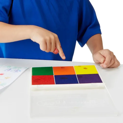 Vista 8 de Almohadilla con tinta de 6 colores para sellos, Melissa & Doug, Arcoíris estampado de 6