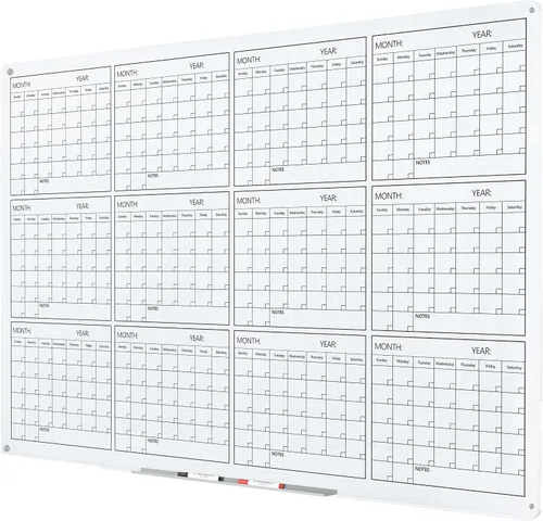 Vista 12 de J&J worldwide Pizarra blanca de vidrio magnético negro de 47 x 35 pulgadas, sin marco, de vidrio templado, borrado en seco, para montaje en pared