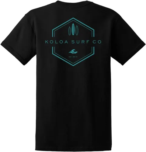 Vista 72 de Koloa Surf - Camisetas de algodón pesado para hombre, tallas grandes y altas Azul acuático/negro buscando diseño de ondas
