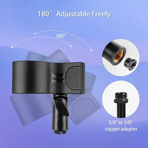 Vista 4 de Soporte para micrófono, clip accesorio grande para soportes, compatible con la mayoría de micrófonos condensadores y inalámbricos con un rango