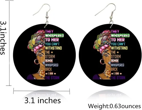 Vista 2 de Pendientes de nombre personalizados para mujer aretes colgantes personalizados para mujer personalidad africana niñas patrón pintado colgante
