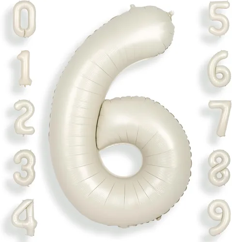 Vista 43 de SUWEN Globos de helio grandes de 102 cm (40 pulgadas) con letra S en color crema. Globos grandes de papel de aluminio con letra en helio, de A a Z.