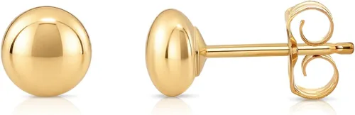 Vista 8 de Aretes de bola plana de oro amarillo de 14 quilates - Pulido hacia atrás