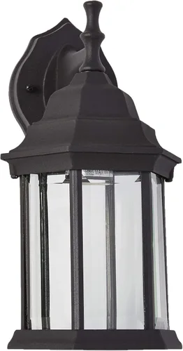 Vista 3 de Westinghouse 6783400 Farol de pared exterior de una sola luz, acabado blanco texturizado sobre aluminio fundido con paneles de vidrio biselado