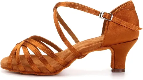 Vista 7 de VCIXXVCE Zapatos profesionales de baile latino para mujer, puntera abierta, salsa, práctica, danza, rendimiento