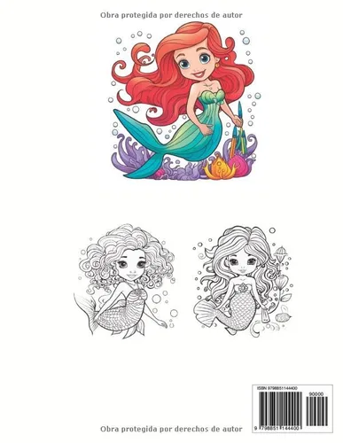 Vista 2 de Sirenas - Libro de colorear para niños Sirenitas para pintar bellas y cariñosas para niños de 4 a 8 años. Regalo para niños ideal. (Spanish Edition)