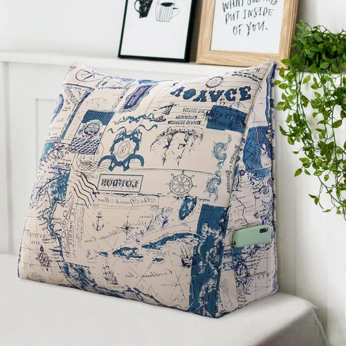 Vista 6 de Almohada de lectura de cuña estampada triangular para cabecero y espalda, cojín de apoyo para sentarse en la cama, almohada para descansar