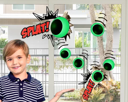 Vista 4 de JA-RU Sticky Eyeballs - Escaladores que brillan en la oscuridad (1 paquete de 2) – Juguete blando luminoso para decoración de Halloween y recuerdos